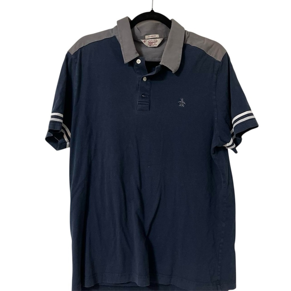 Penguin Men’s Color Block Polo Shirt Classic Size XL Y2K Streetwear Business